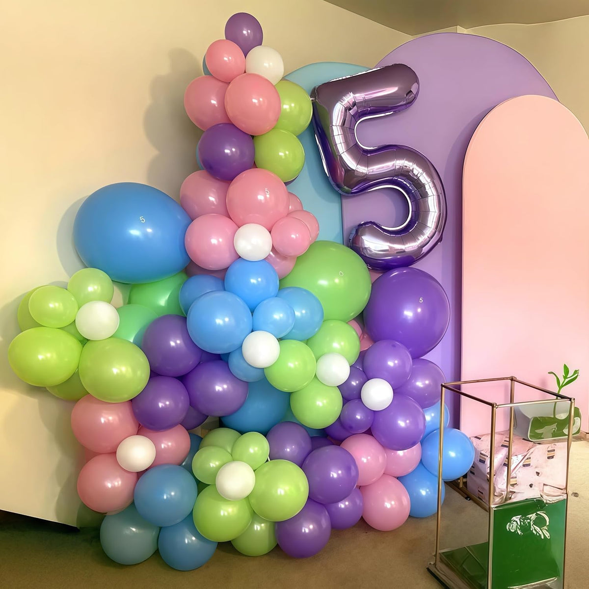 Pink Blue Purple Party Balloons, Pack of 60 12 inch Monster Balloons with Clear Balloon, Pink