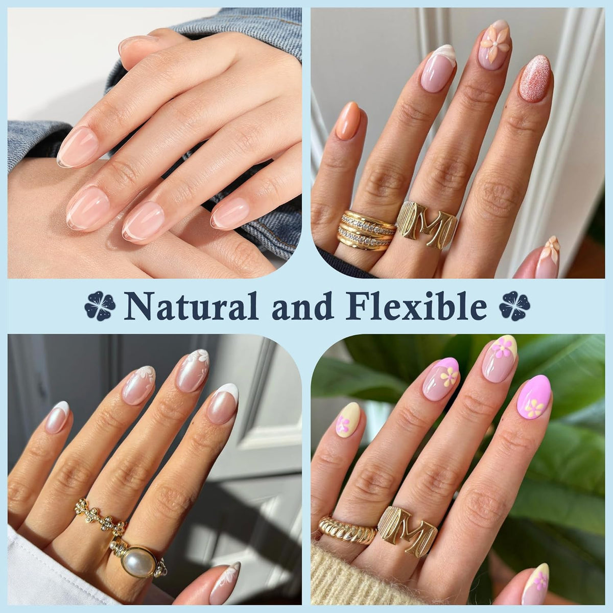 Extra Short Almond Nail Tips, 240pcs Soft Gel Pre-Shaped Acrylic Fake Nails, Half Matte Full Cover