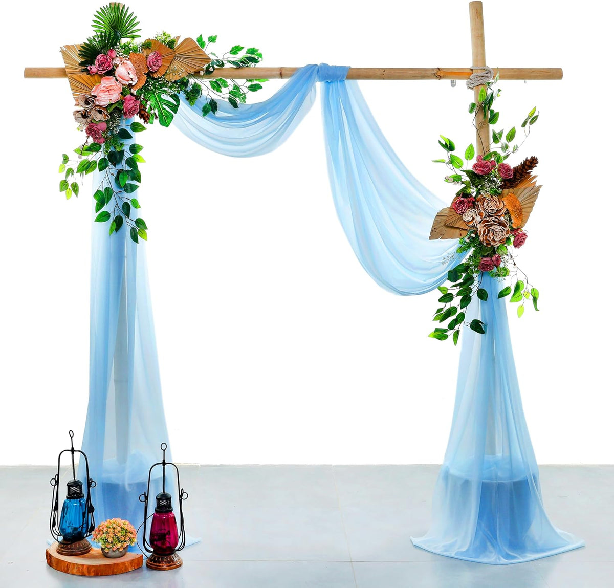 VDS Pack of 2 Panel (30 Inch X 50 Feet) Wedding Arch Draping Fabric Sheer Chiffon Fabric Drapery