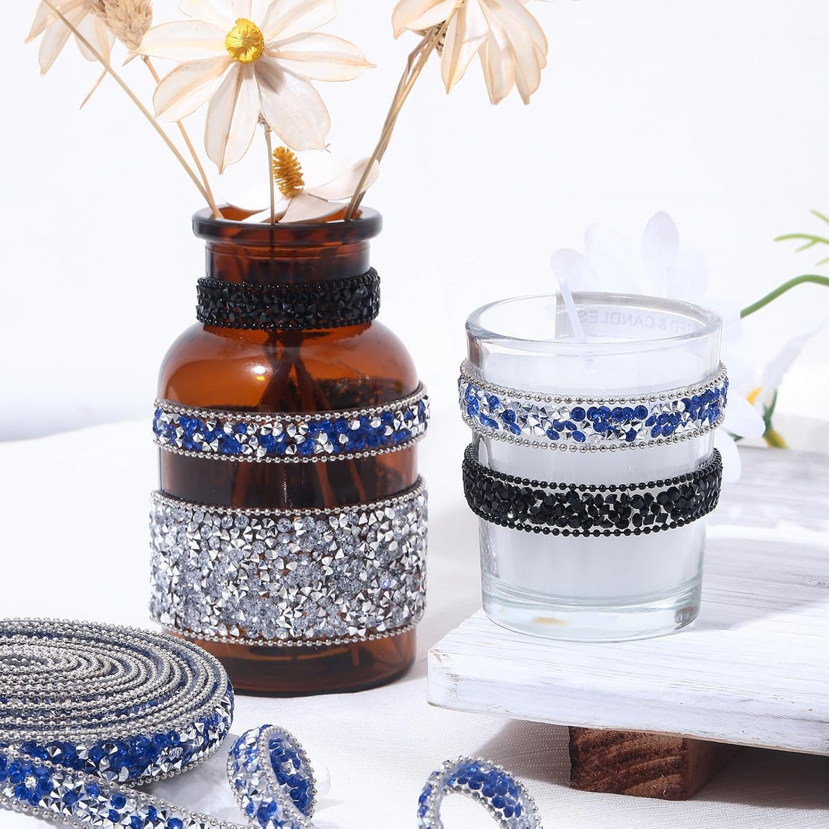 Self Adhesive Rhinestone Ribbon Diamond Ribbon Sticker Crystal Roll Glitter Bling Rhinestones Tape