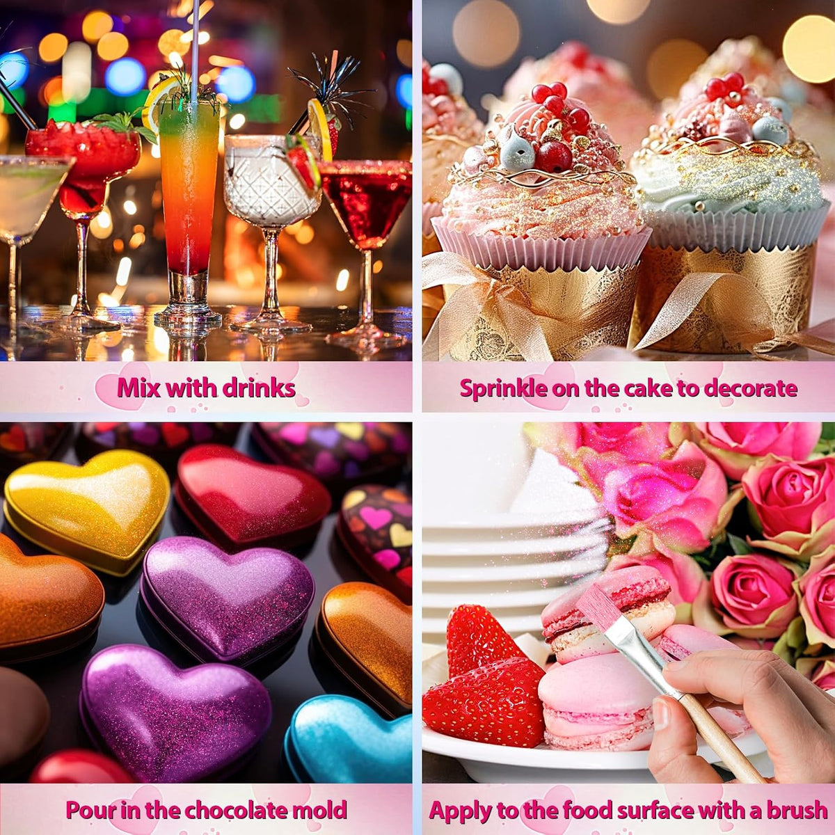 Aheroi Edible Glitter, 30 Colors Luster Dust Edible Glitter Pack for Drinks, Food Glitter Edible