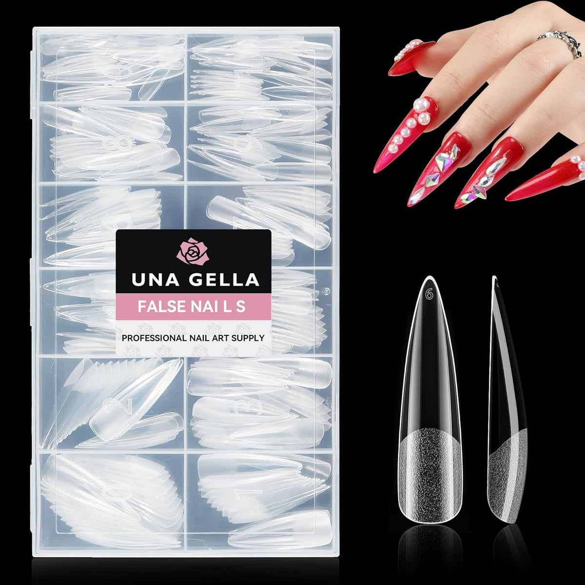 UNA GELLA Halloween XXL Stiletto Nail Tips, 312pcs Pre-Shape Extra Long Stiletto Nails Tips Pre