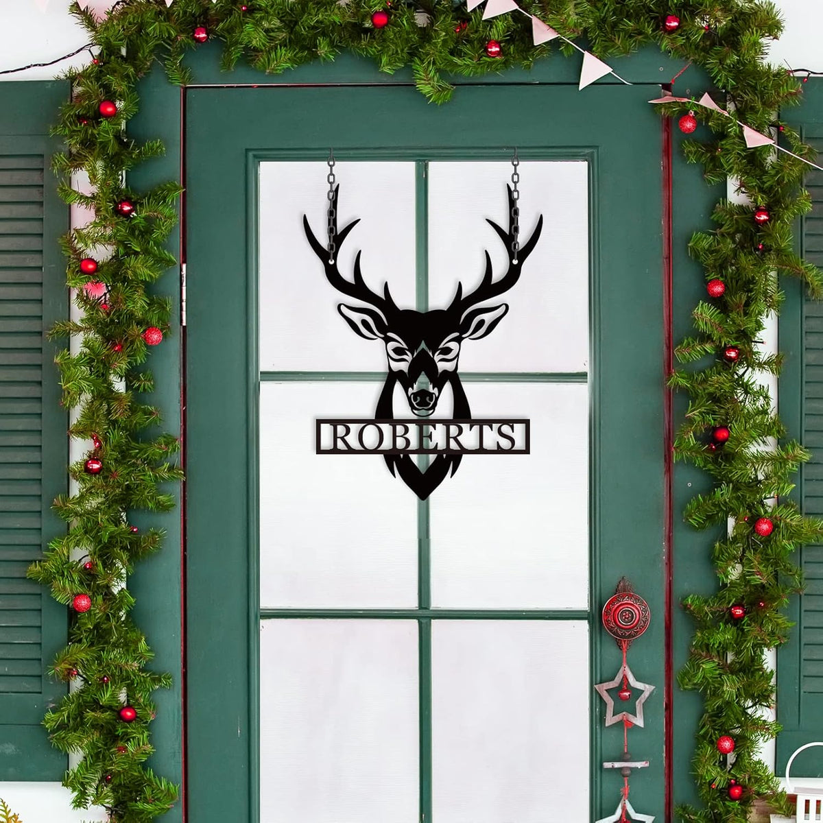 Personalized Deer Head Metal Sign | Christmas Deer | Custom Metal Deer Sign | Deer Antlers Sign |
