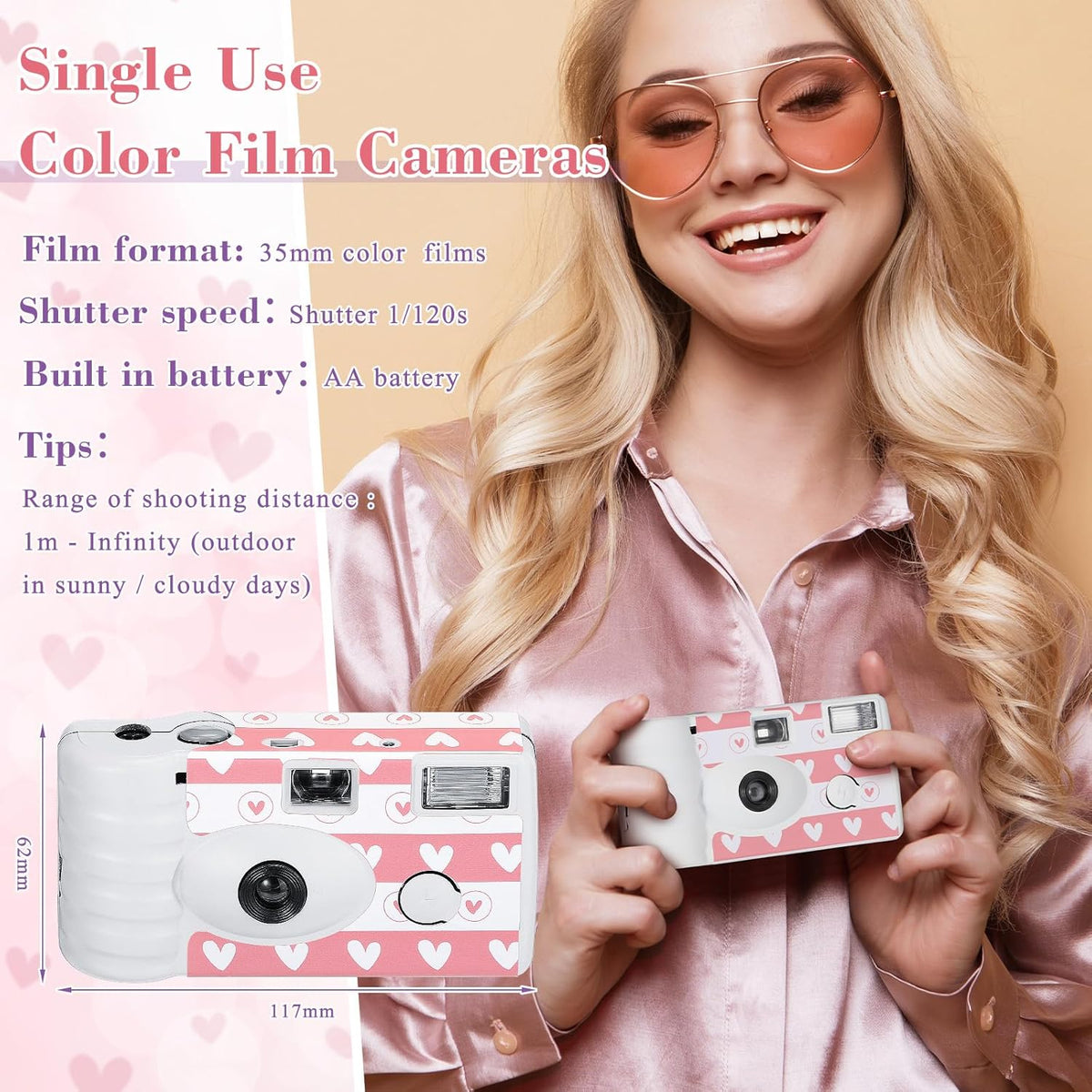 3 Pack Disposable Camera for Wedding Simple Use Color Film Camera with Flash Disposable Cameras One