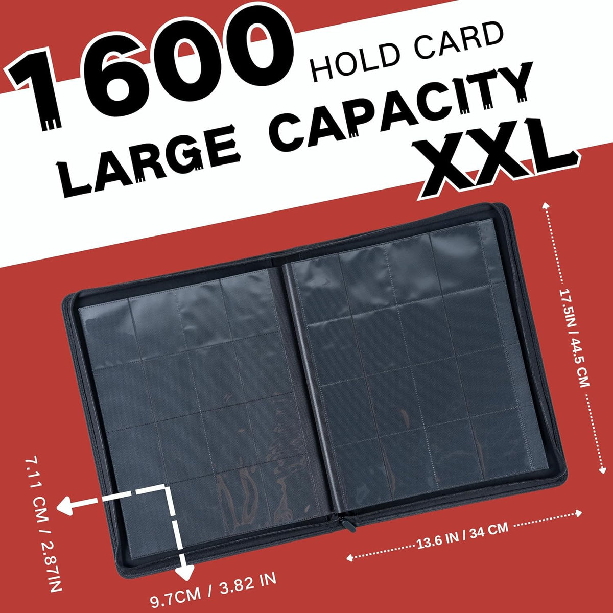 1600+ Pockets Trading Card Binder, 16-Pocket Card Ablum Compatible with MTG,Sports Cards & Other