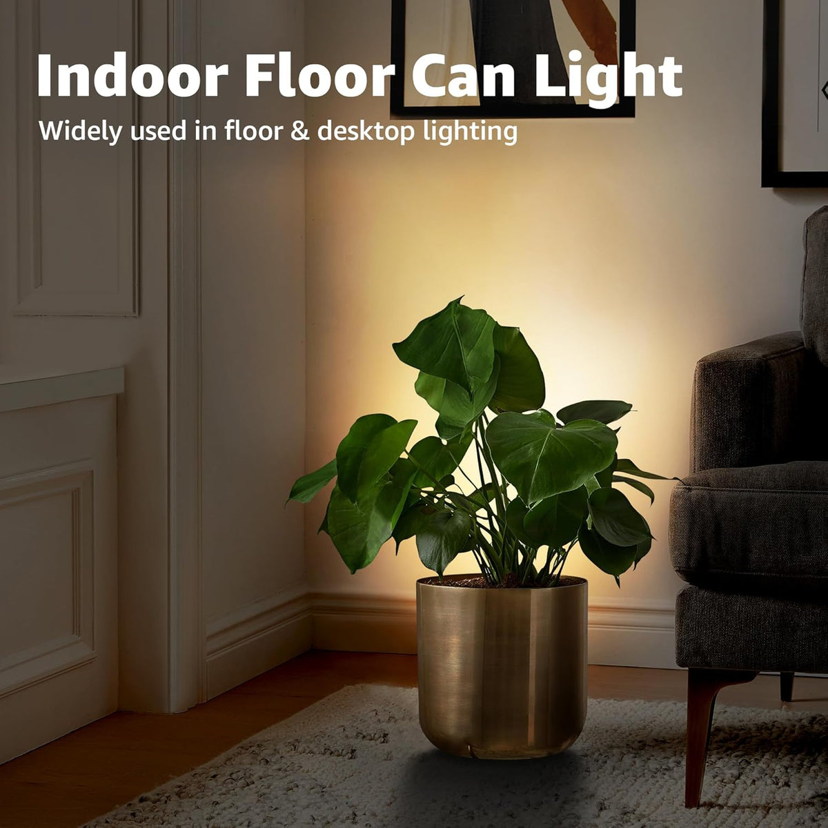 SUNVIE 2 Pack Uplighting Indoor Floor Can Light Spotlight, Up Lights Indoor Floor Spotlight with