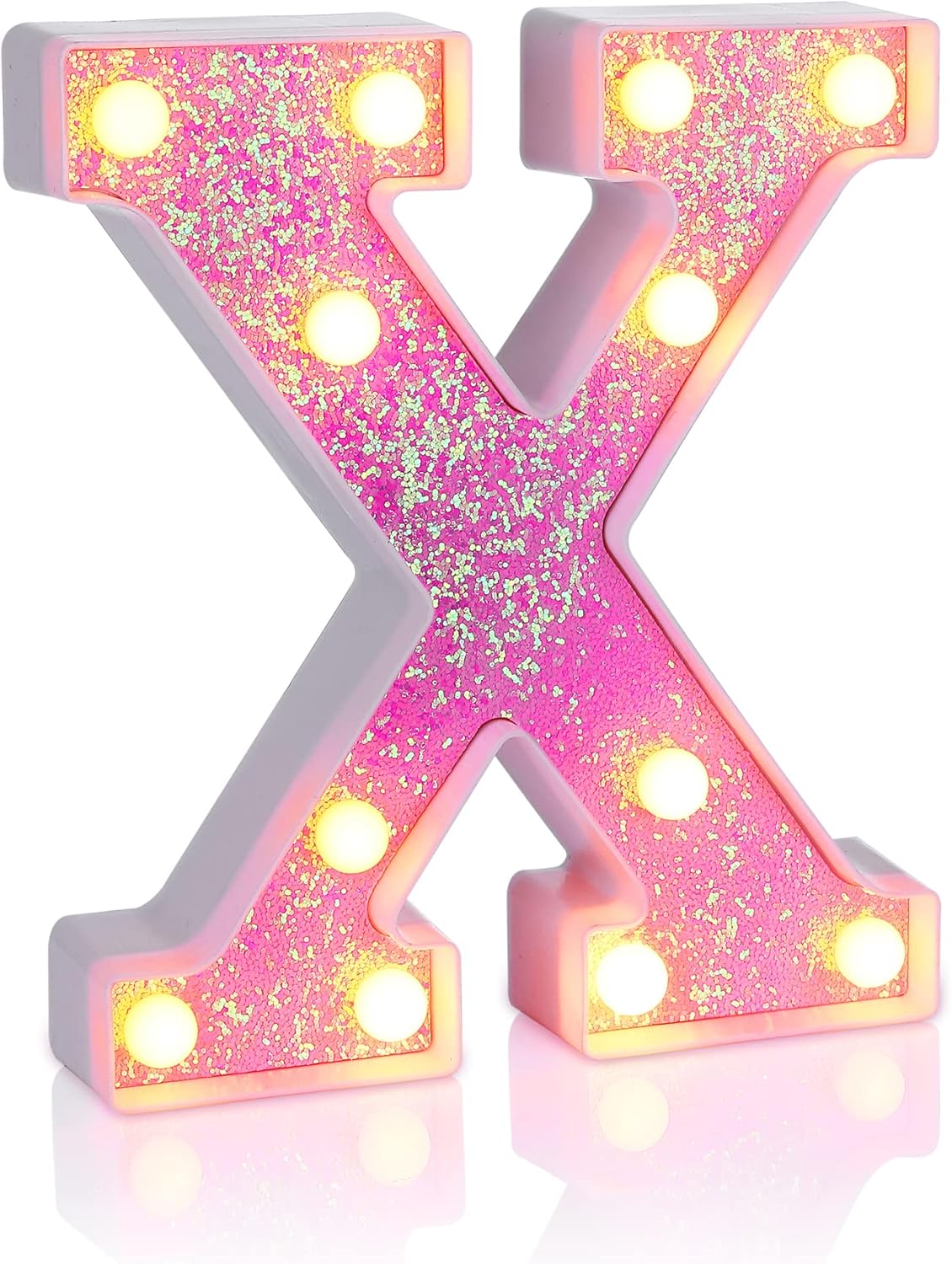 Foaky Pink Light up Letters，Pink Party Decorations,Girls Room Decor,Glitter Light Up