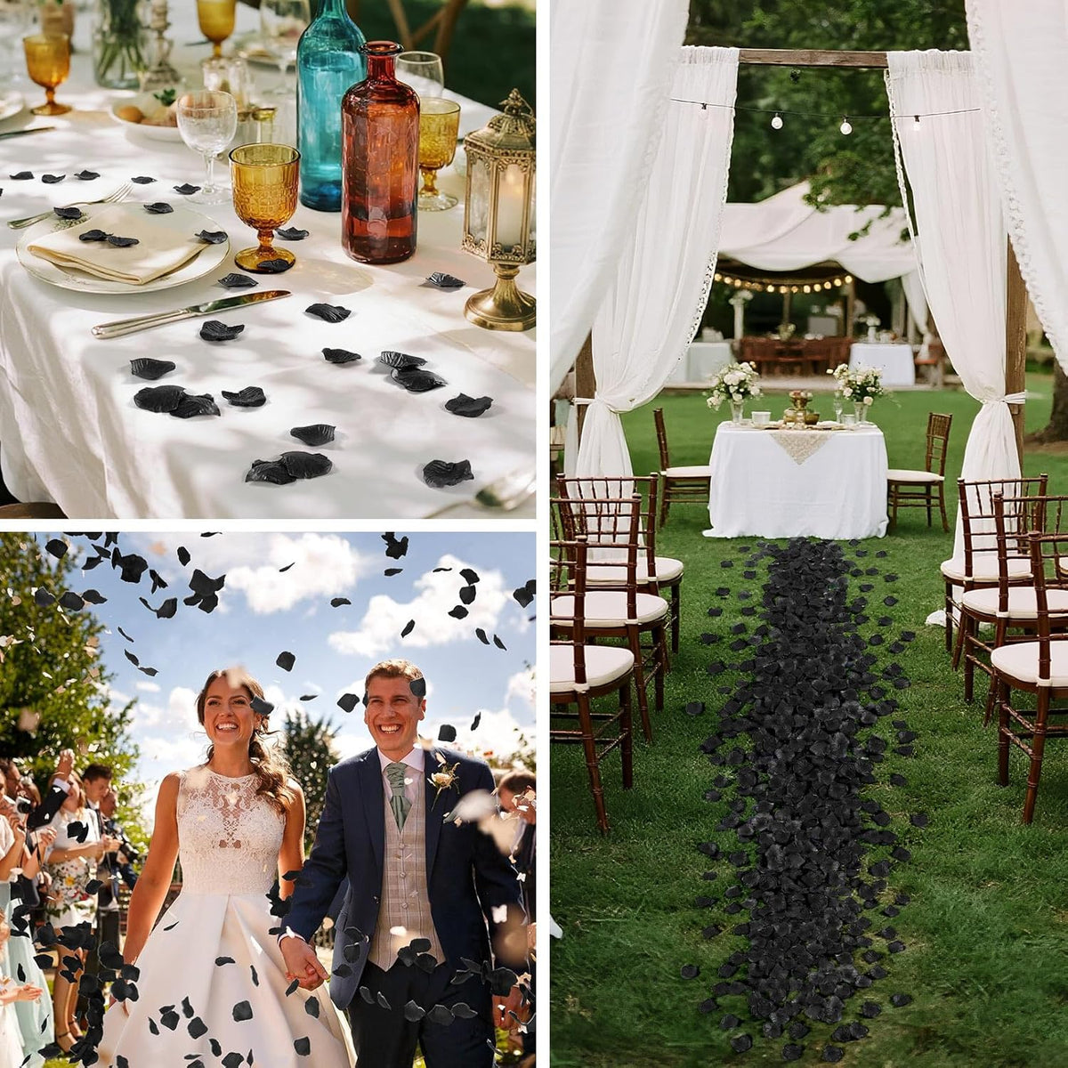 1000 Pcs Black Rose Petals Artificial Silk Flower Petals Romantic Decorations for Wedding