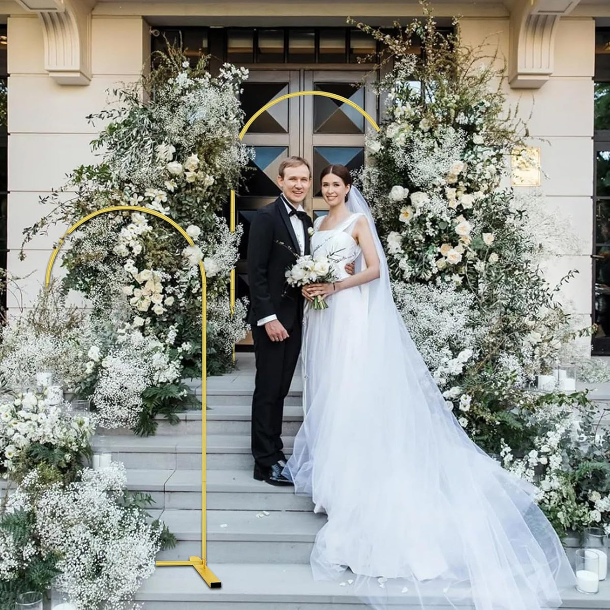 6 FT Metal Arch Backdrop Stand, Wedding Arch Frame for Parties, Birthday, Baby Shower, Graduation