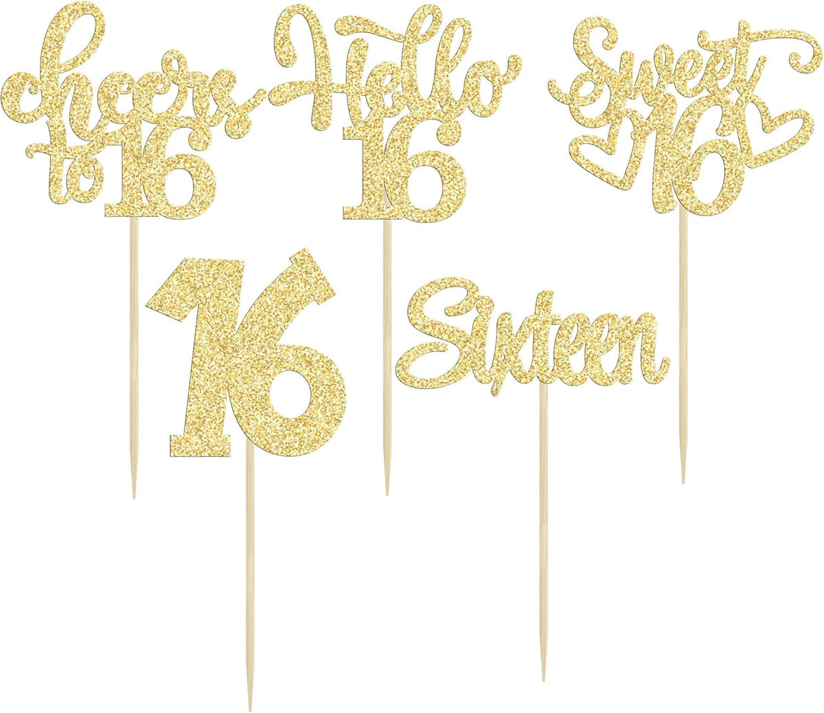 30pcs 16th Birthday Cupcake Toppers - Sixteen Happy 16th Cupcake Picks - Cheers to Sweet 16 Cake