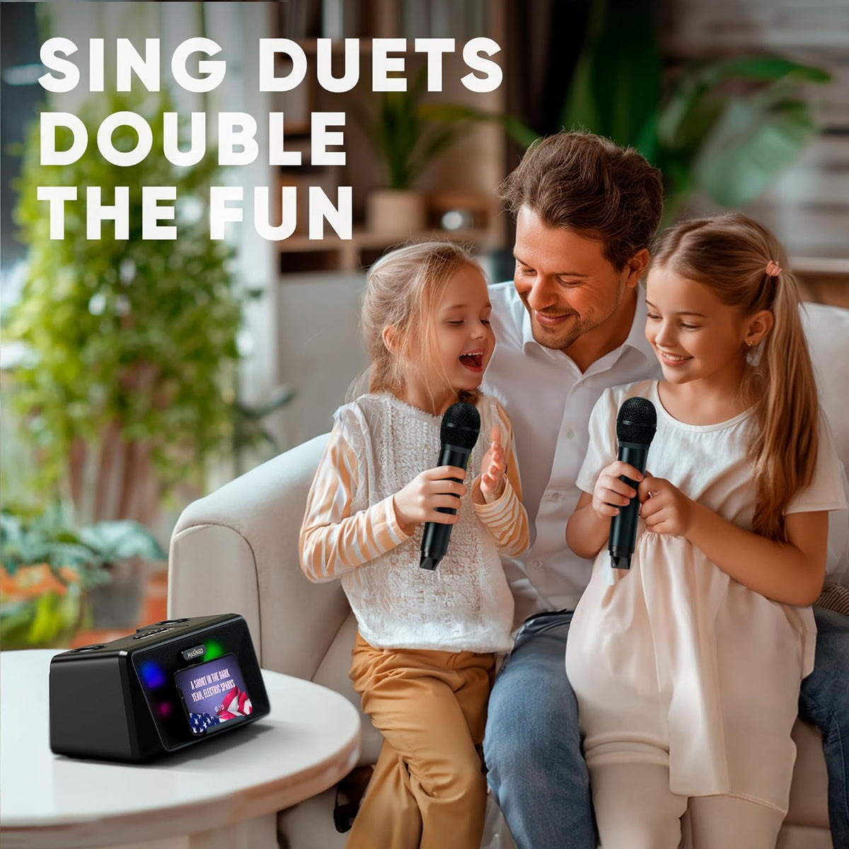 MASINGO Karaoke Machine for Adults and Kids with 2 Wireless Microphones, Portable Bluetooth Singing