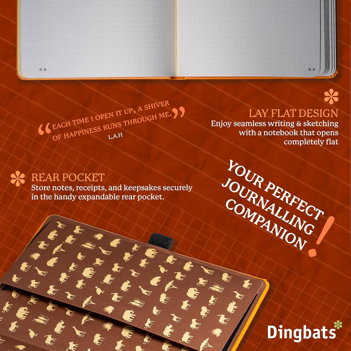 Dingbats* Earth Dotted Writing Journal Notebook A5 - Vegan Leather Hardcover - Ideal for Work