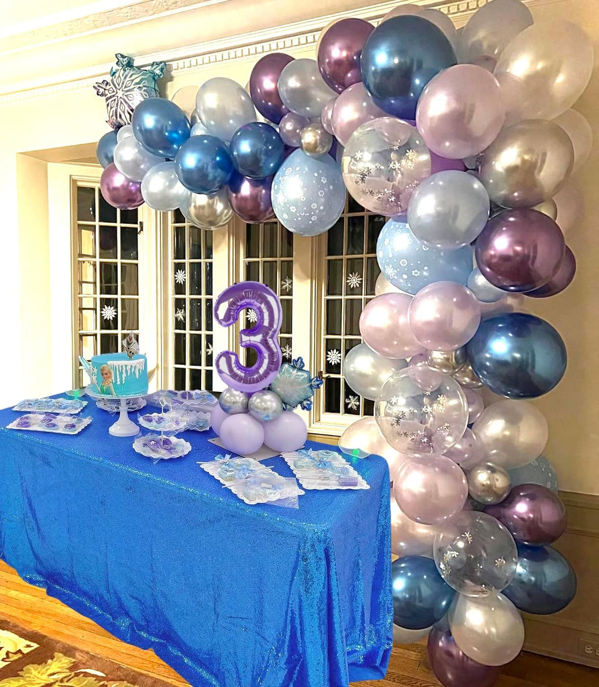 Purple and Blue Party Balloons Kit, 50pcs Blue Silver Purple Balloons 12 Inch Snow Balloons for