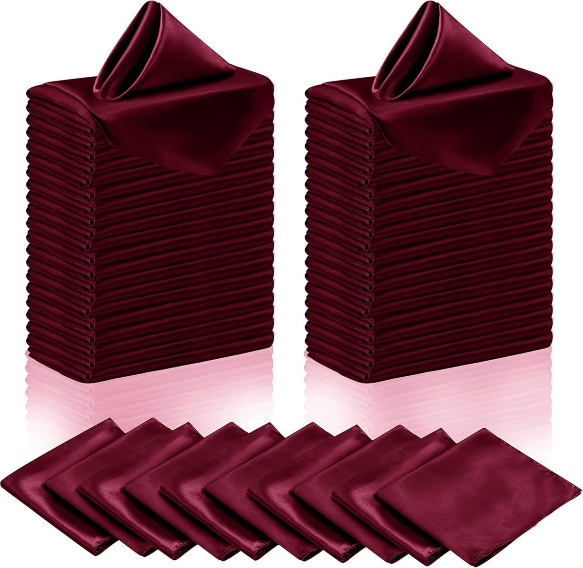 Manyshofu 60 Pieces Maroon Satin Napkins - 20x20 Inches Cloth Napkins, Square Satin Fabric Napkins
