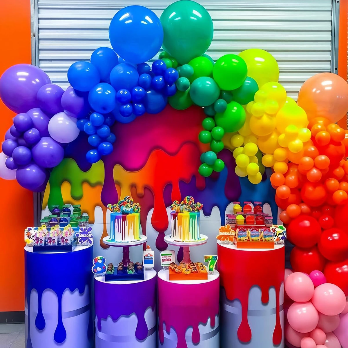 98pack Rainbow Balloons Different Size 18/12/10/5 Inch Rainbow Colorful Balloon Garland Arch Kit