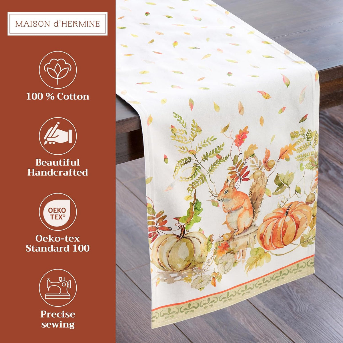 Maison d' Hermine Table Runner 100% Cotton Double Layer Table Runners 108 inches Long Decorative