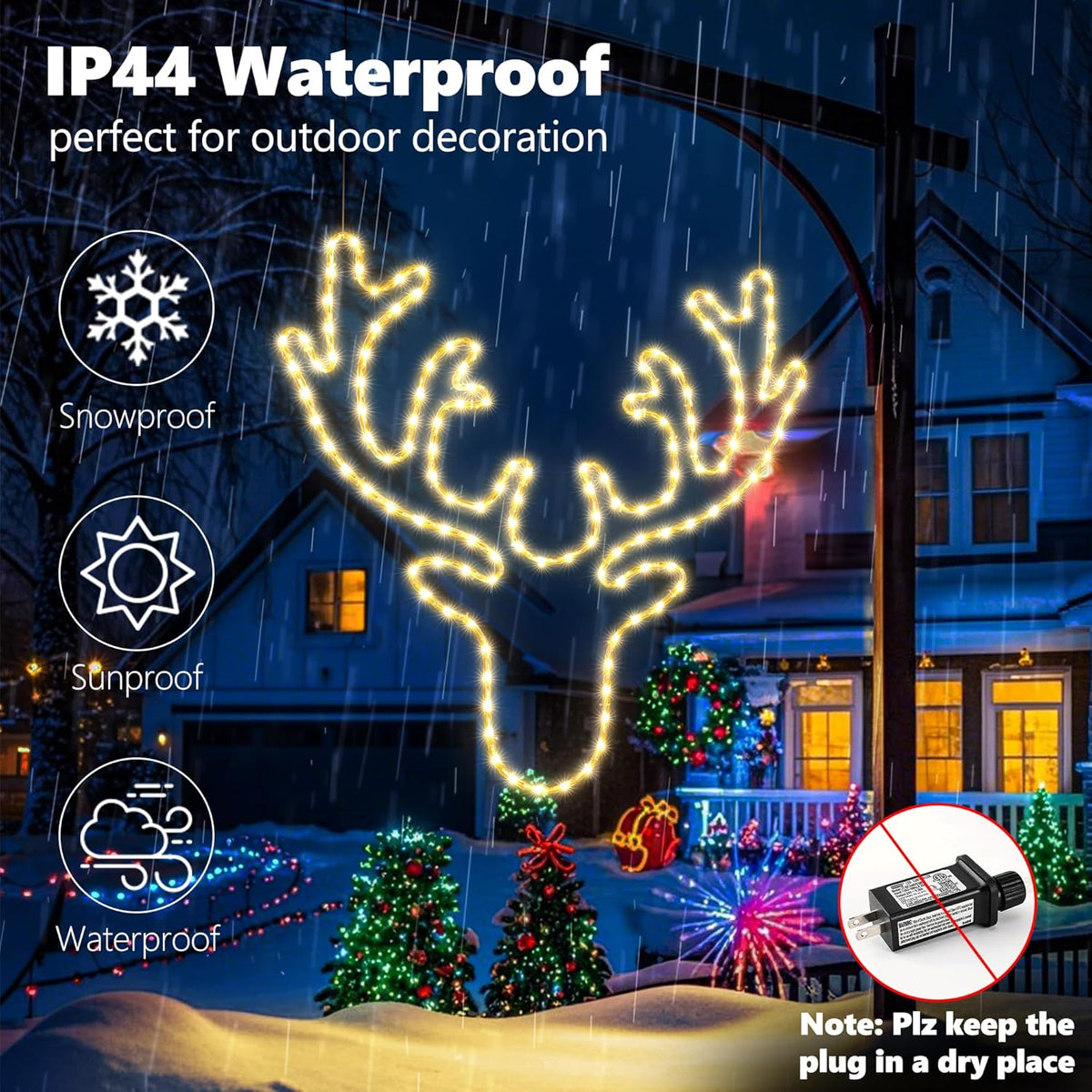 Christmas 32'' Large Reindeer Lights Decoration - 134LED Waterproof Christmas Outdoor Lighted Large