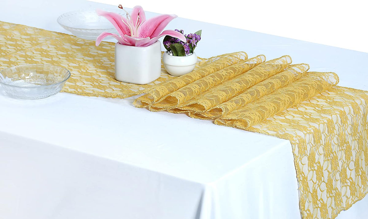 MDS Pack of 15 Wedding 12 x 108 inches Lace Table Runner for Wedding, Decorations for Birthday