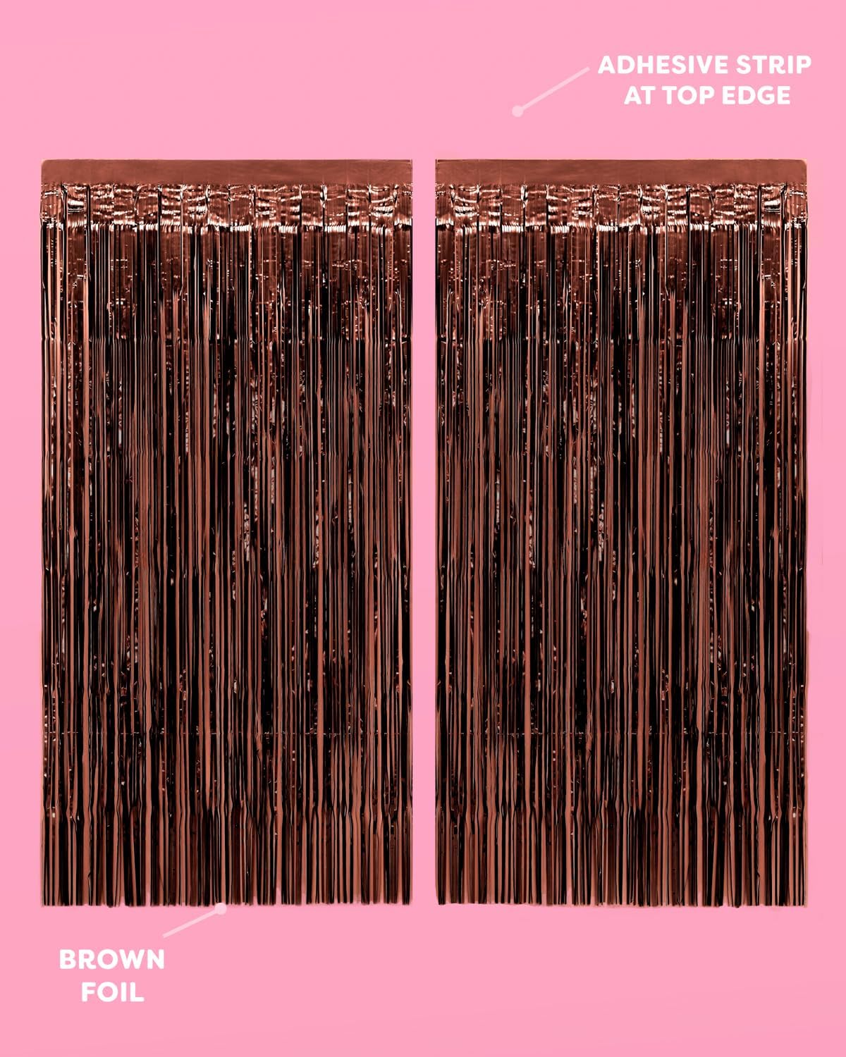 xo, Fetti Brown Party Curtain - Set of 2 | Espresso Martini Fringe, Bachelorette Decorations, Cute