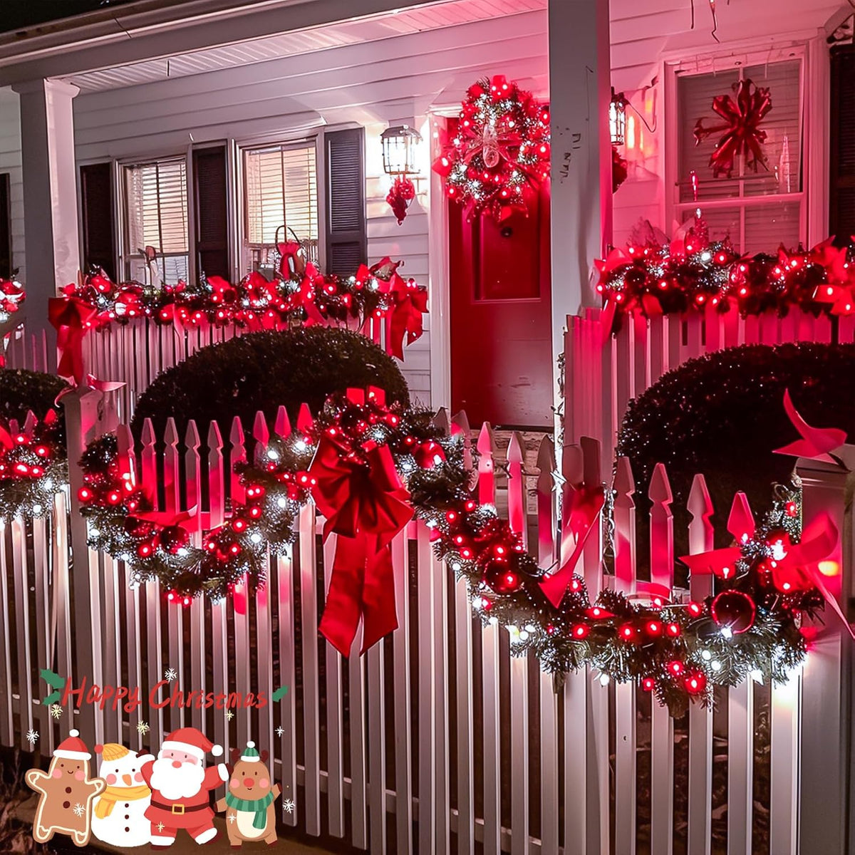 JMEXSUSS 500 LED Red and White Christmas Lights, 8 Modes 163ft String Lights Plug in with Remote