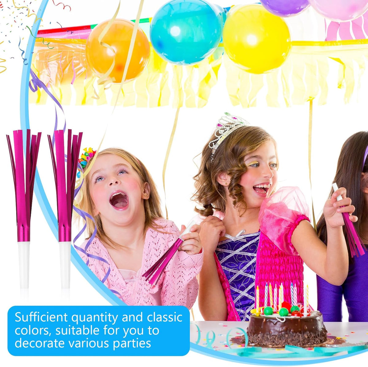 Metallic Fringed Noise Makers, for Noise Makers Party Favors, New Year Party, Baby Shower, Kids