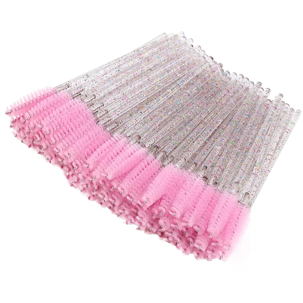 BTYMS 100 Pieces Crystal Eyelash Mascara Brushes Spoolie Brush Lash Wands Applicator Disposable