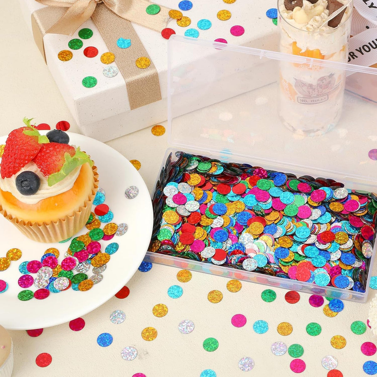 MARFOREVER Multicolor Sparkle Foil Confetti, Glitter Round Confetti Birthday Scatter Table Metallic