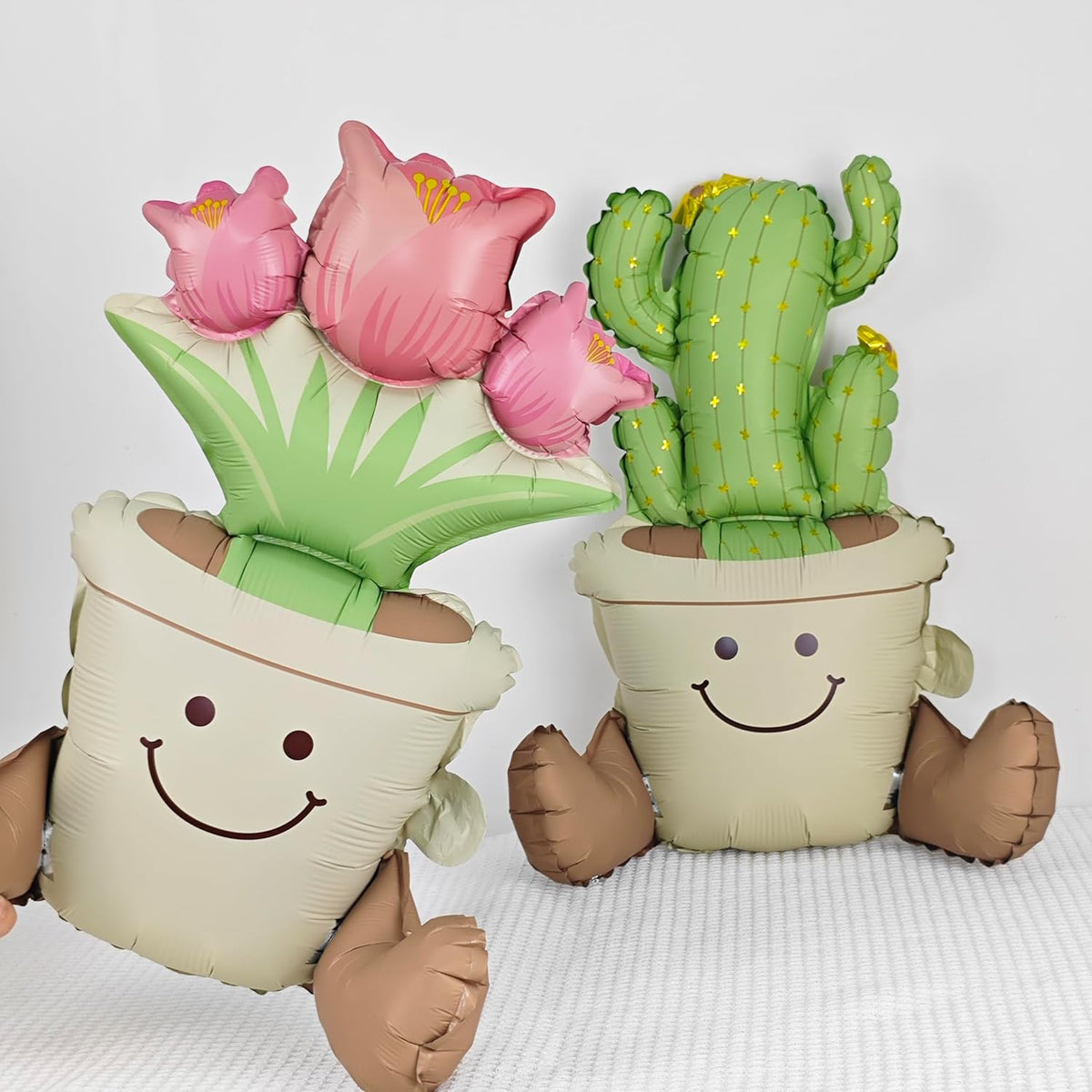 Matte cactus And Tulip potted Balloons Set 2PCS Floral Foil balloons for Cactus and Tulip Themed