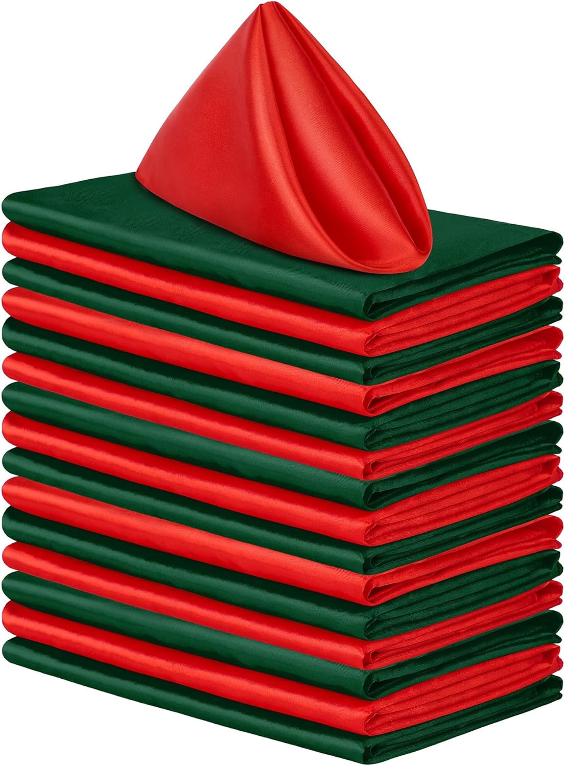 Aneco 16 Pack Christmas Square Satin Napkin Bright Silk Table Napkin Xmas Soft Smooth Fabric Table