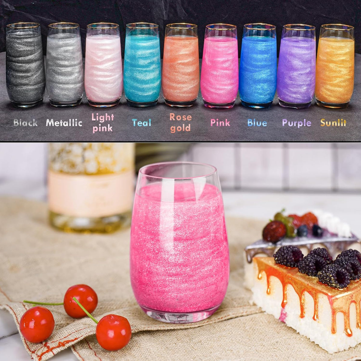NiHome Edible Food-Grade Glimmer Powder Glitter Luster Dust Metallic Food Decorating Sprinkle