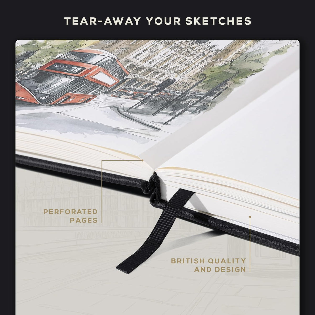 Beechmore Books A4 Sketchbook ??8.5x11 Premium Vegan Leather Bound Large Sketch Book Hardcover with