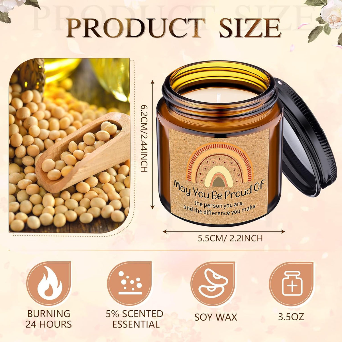 MTLEE 20 Pcs Thank You Gifts Candles 3.5 oz Employee Appreciation Inspirational Scented Soy Wax