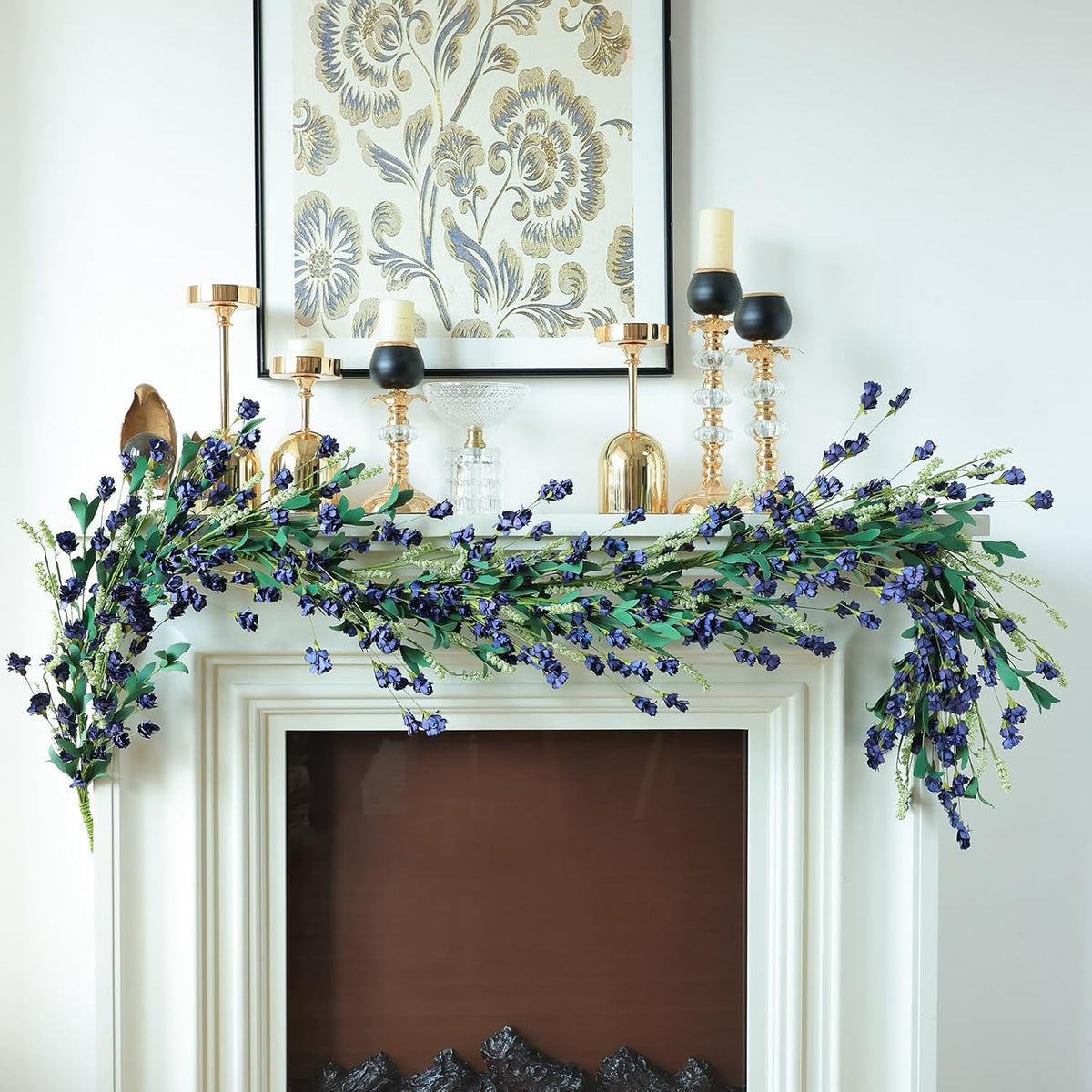 Mizii Blue Artificial Flower Garland 6FT Fake Wildflower Floral Garland Hanging Vines Spring Summer