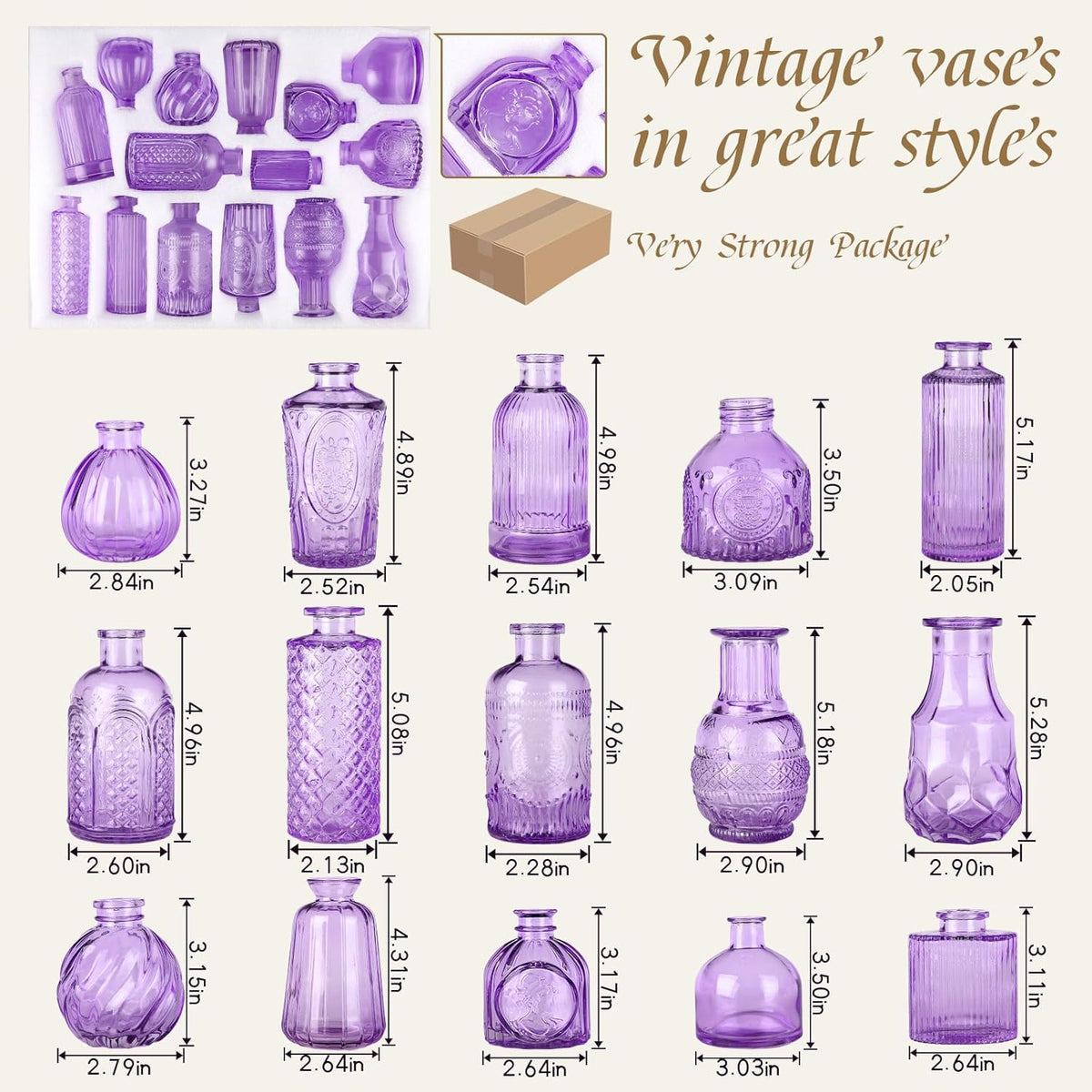 Bud Vases for Centerpieces Wedding,Flower Vases in Bulk for Rustic Home Decor,Small Vases for