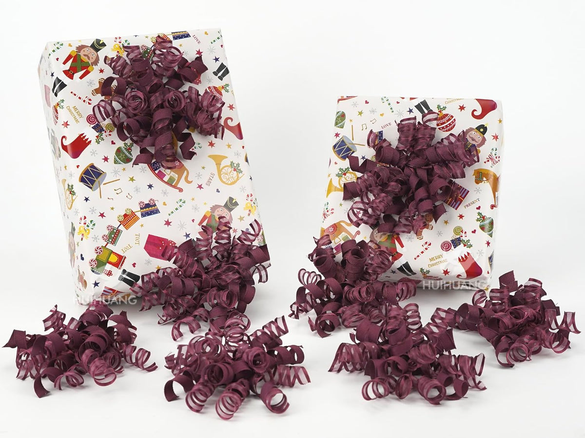 HUIHUANG Christmas Bows for Gift Wrapping Burgundy Curly Gift Bow 5 inch x 8 Counts Wine Red