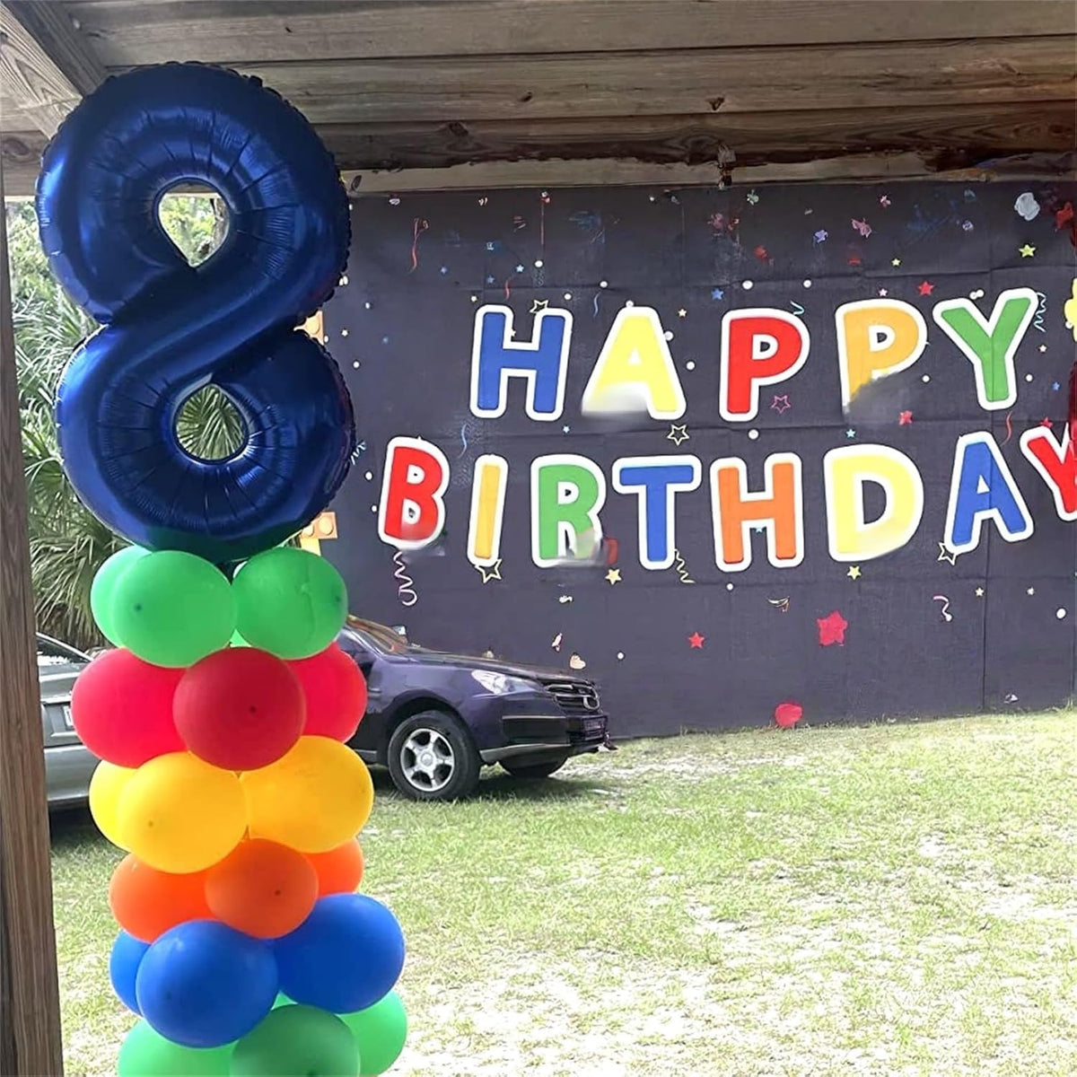 40'' Navy Blue Number 7 Balloon, Self Inflating Foil Number Balloons Set 0-9, Dark Blue Digital 7