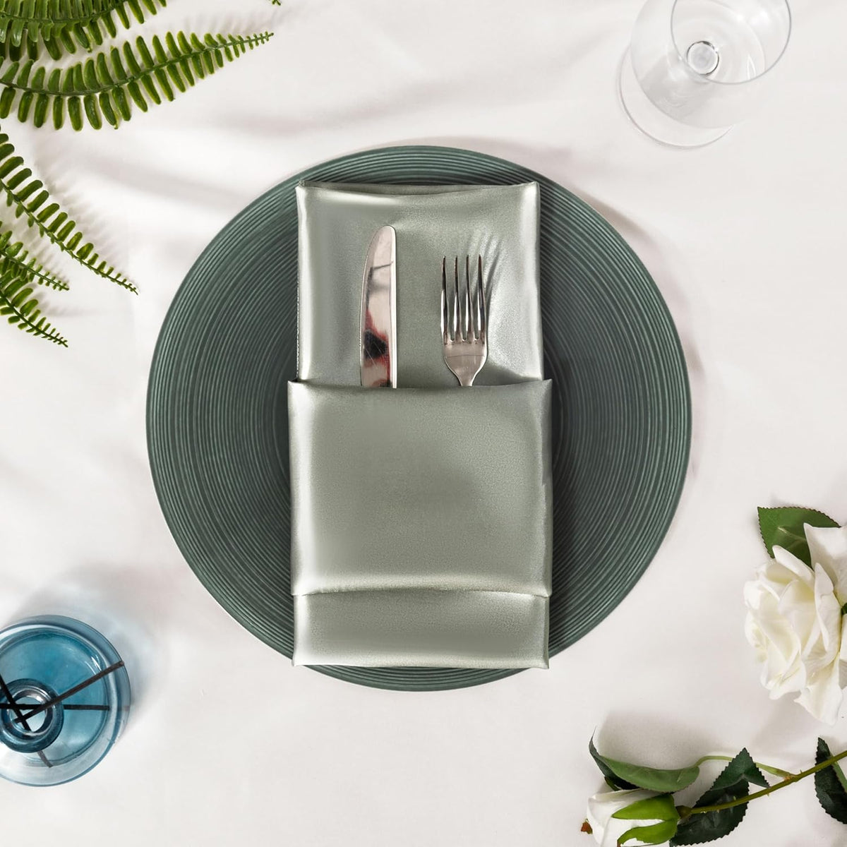 36 Pack Square Satin Dinner Napkins, 16x16 Inches Silky Soft Smooth Table Cloth Napkins for