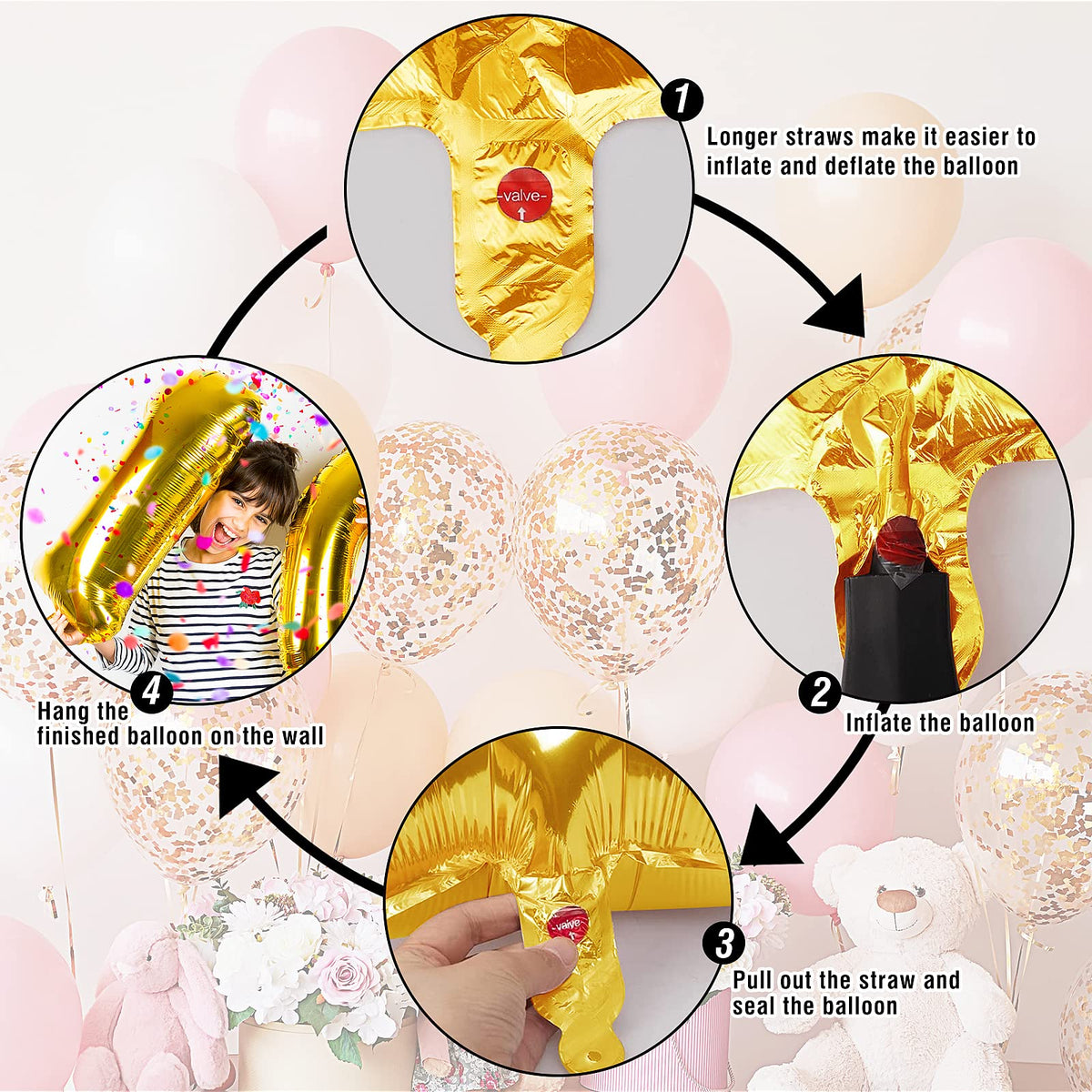 Smlpuame 40 Inch Gold Number 2 Balloon, 2nd Birthday Decoration Boys Girls