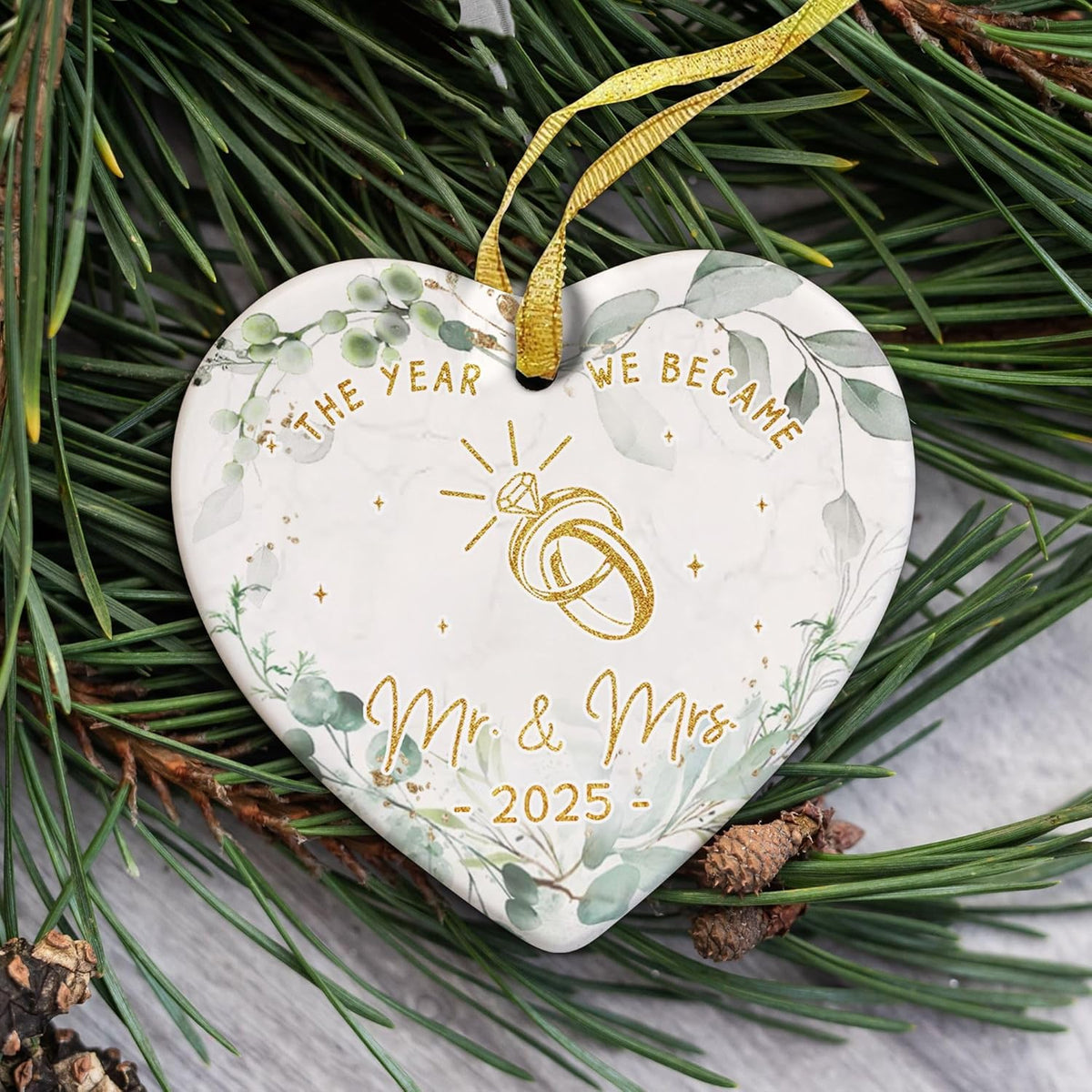 GOSSBY Wedding Ornament 2025 - The Year WE Became MR MRS - 2025 Wedding Gift for Couple - Bridal