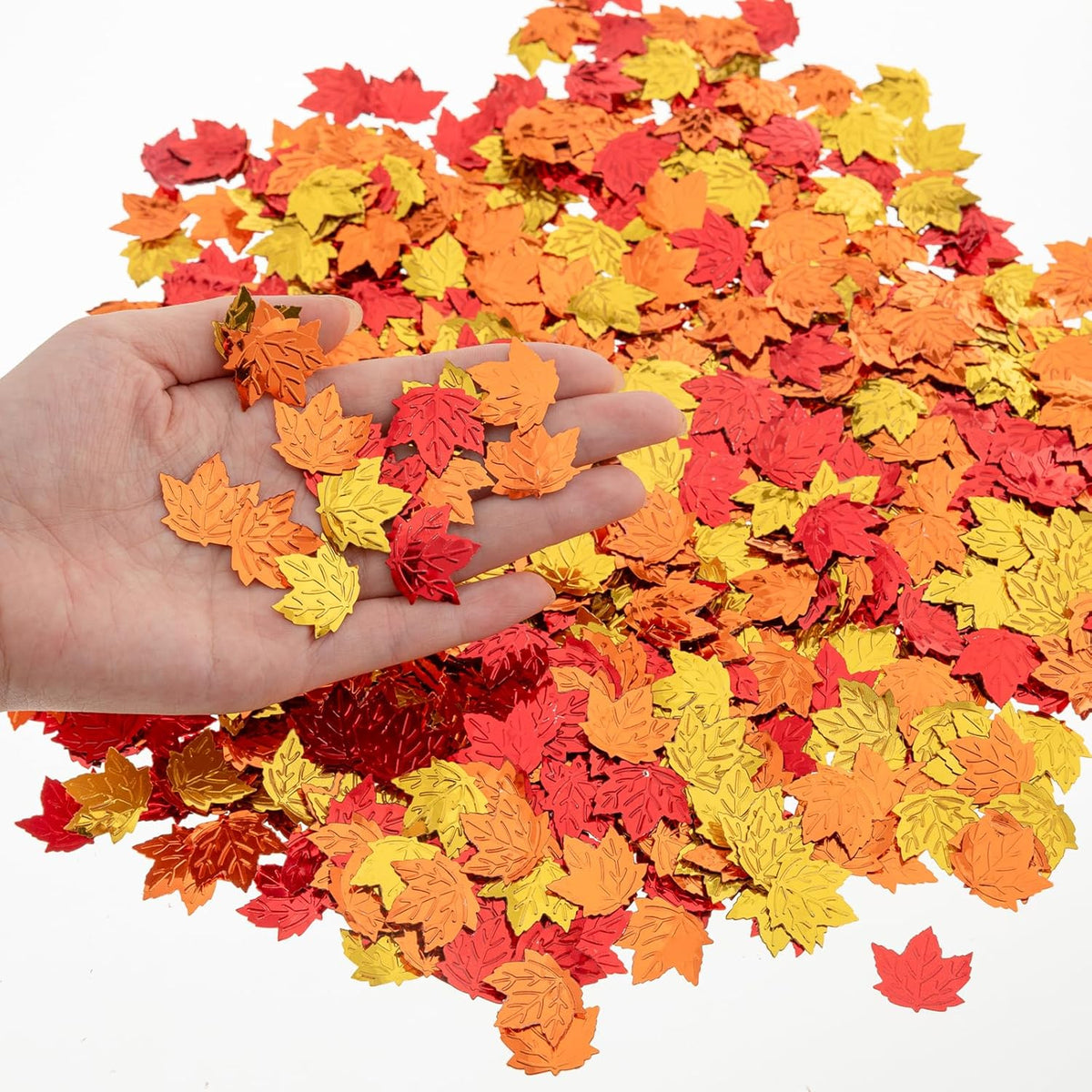 Fall Maple Leaf Confetti Decorations, Thanksgiving Metallic Foil Maple Leaves Table Confetti