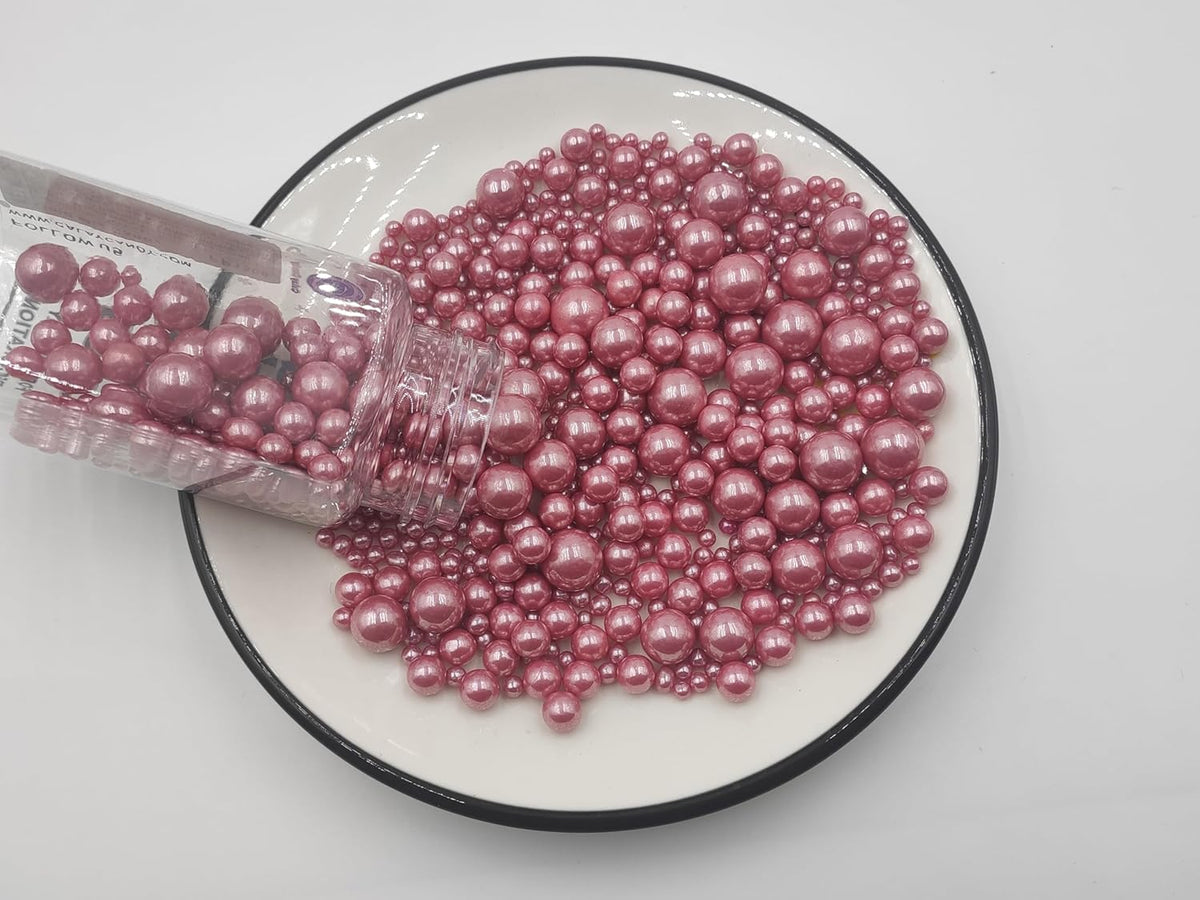 Edible Rose gold Pearls Sugar Sprinkles 120g/4.23 oz, Mix size Candy Pearl for Cake Decorating and