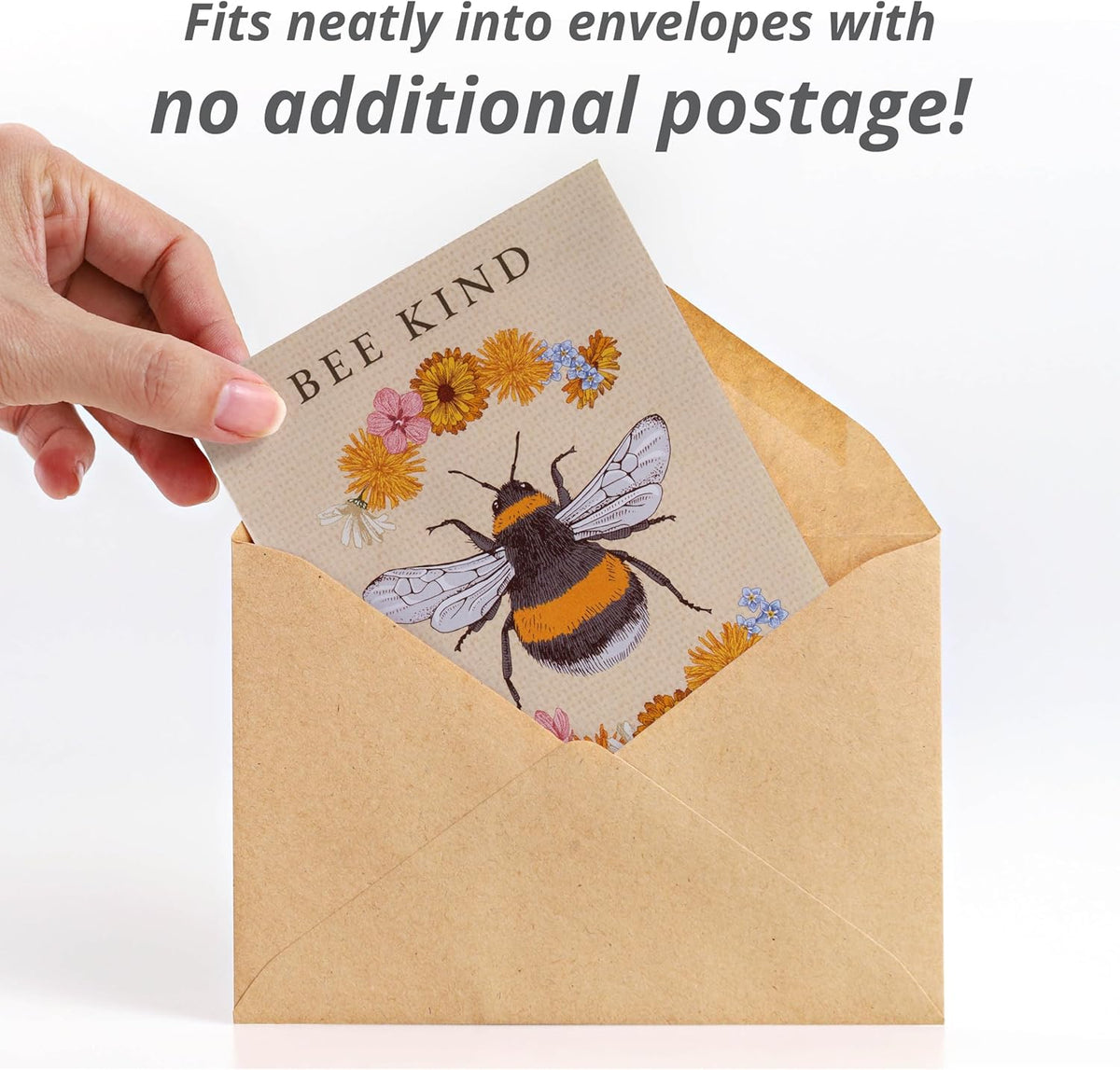 Bentley Seed Co. | Bee Kind Pollinator | Beautiful Bee Art | Environmental Favors Cards for Guests