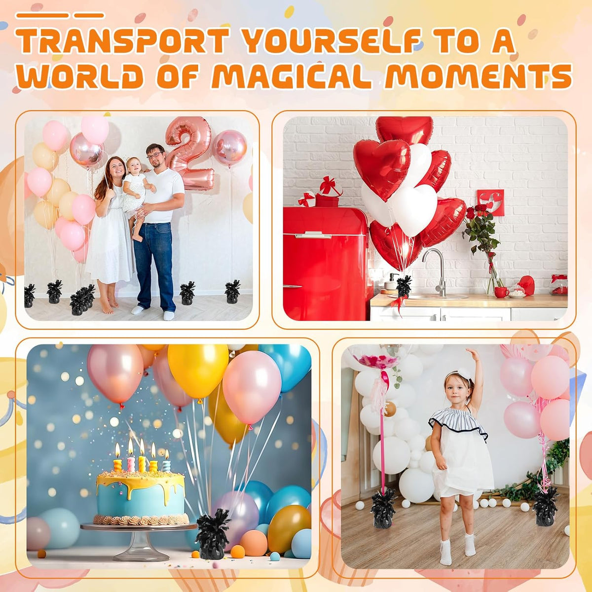 6 Pack Black Balloon Weights Metallic Holder Anchors Balloon Holder Weights for for Birthday 2025