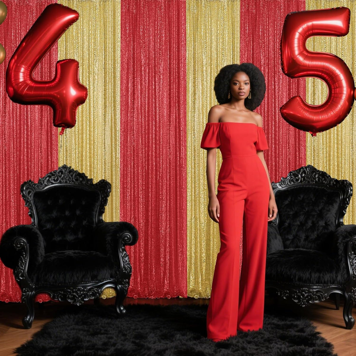 Red Sequin Backdrop Curtain 4 Pieces 2FTx8FT Glitter Photography Backdrop for Party Wedding