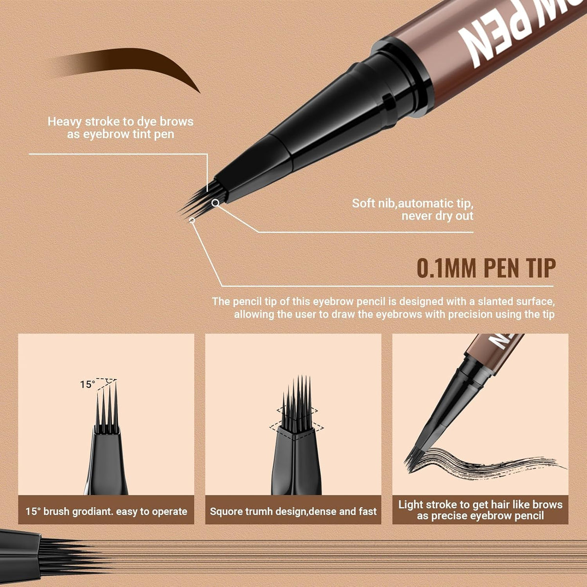 iMethod Eyebrow Pen - Eyebrow Pencil,2-in-1 Eyeliner Dual-Ended Microblading Eyebrow Pencil Long