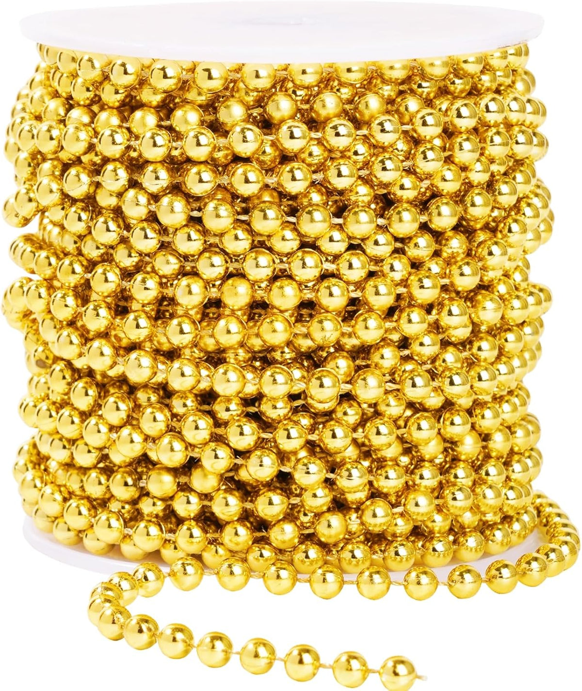 Faux Gold Pearl Beads Garland - 6mm Christmas Tree Beads 22 Yards Spool Pearl String Roll for