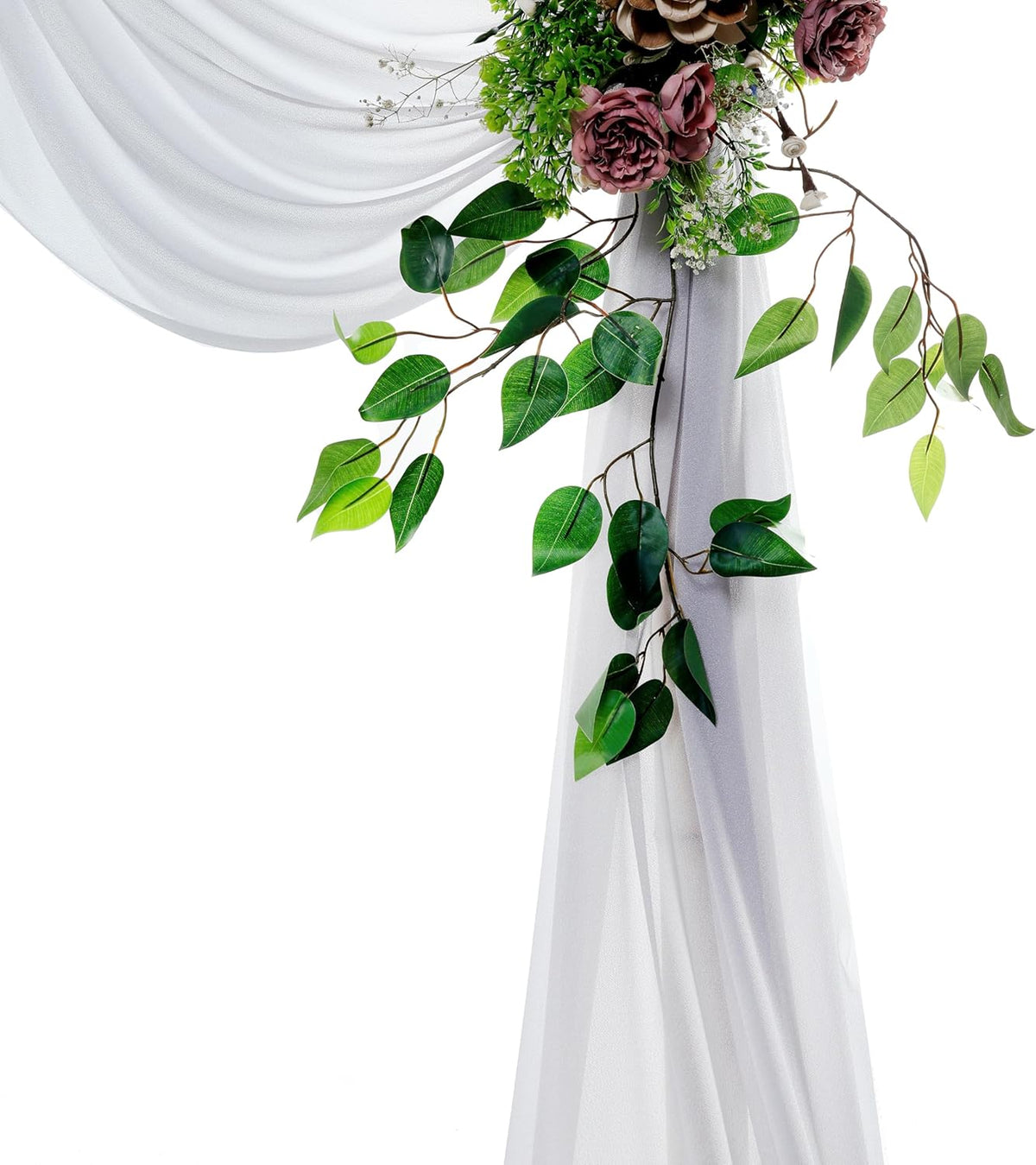 VDS Pack of 3 Panel (30 Inch X 20 Feet) Wedding Arch Draping Fabric Sheer Chiffon Fabric Drapery
