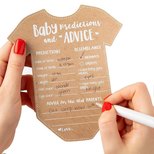 Kate Aspen Baby Predictions for Baby Shower Advice Cards - 50-Count Onesie Shaped Baby Shower Games