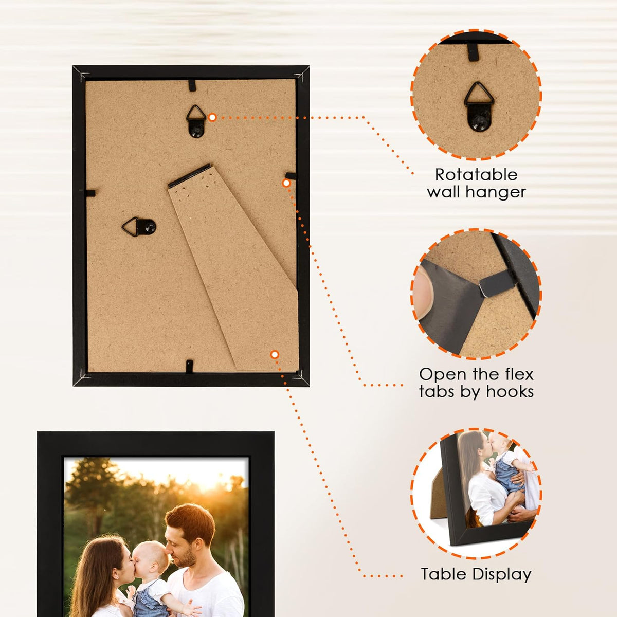 FIXSMITH 4x6 Picture Frame Set of 2, 4x6 Photo Frames with HD Plexiglass for Wall Hanging or