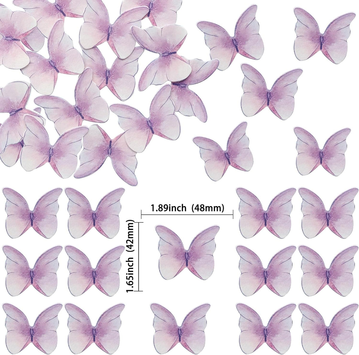 Ephlyn 48Pcs Edible Butterfly Cupcake Toppers Cute 3D Butterfly Cake Picks for Baby Shower Bridal